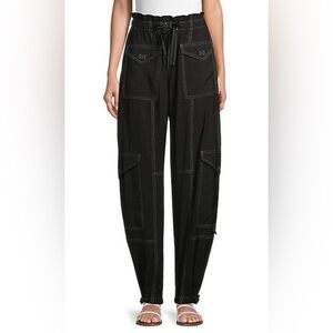 GANNI Ladies Women’s Size Small Black Cargo Pants Paperbag Waist NWOT